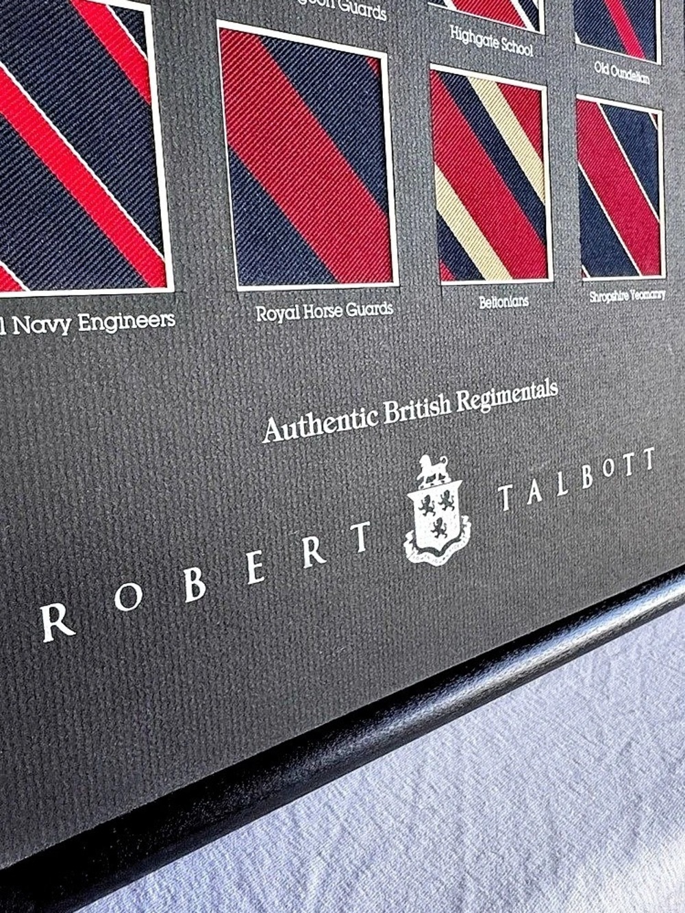 Robert Talbott Authentic British Regimentals Framed Silk Tie Display